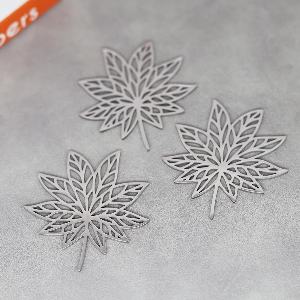 3pcs Stainless Steel Hollow Autumn Maple Leaf Accessories For Fashion Jewelry Making DIY Handmade Craft