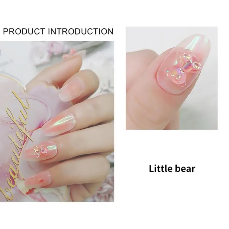 Cartoon Crystal Bear Nail Art Rhinestone Accessories Silicone Jelly Carved  Manicure Candy Color Bear Nail Art Decorations