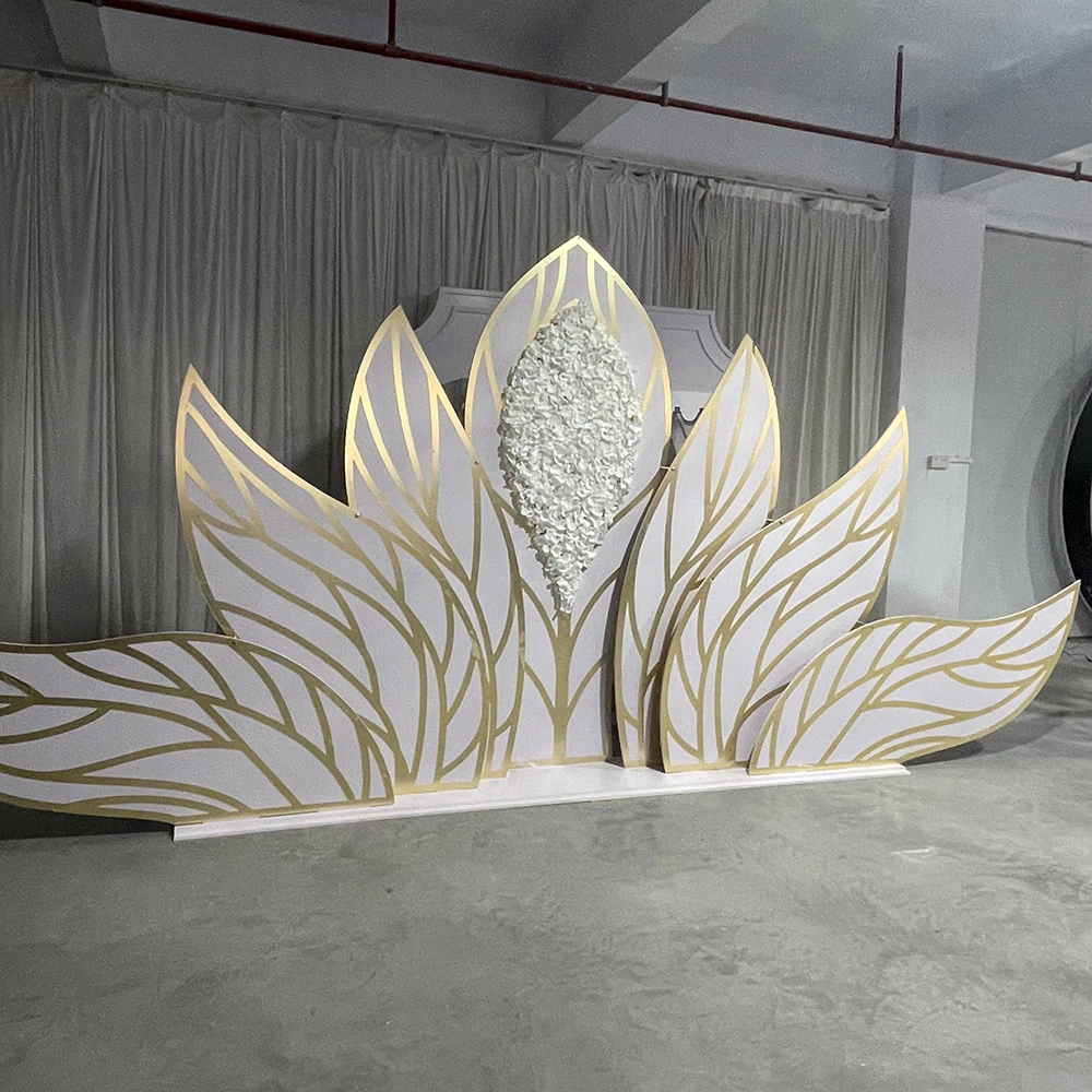 

Decor Exquisite Golden Flower Events Backdrop Wedding Stage Decorations