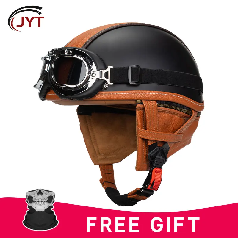 

Vintage Half Face Motorcycle Helmet Retro Motorbike Helmets Low Profile Motocross Helmets Men Women Unisex Scooter Helmet DOT