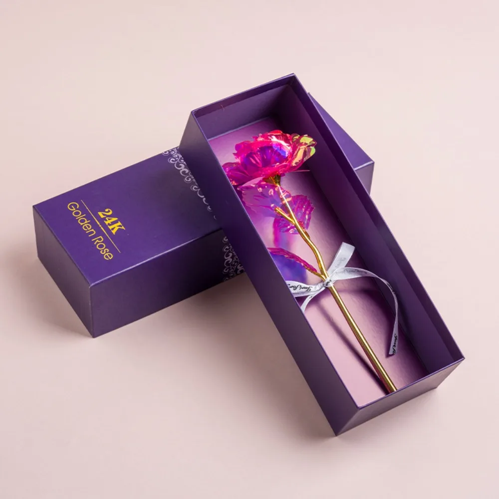 

Romantic Gold Foil Rose Flower Long Stem Foil Plated Artificial Rose Flower Colorful Simulation Rose Bouquet Birthday Present