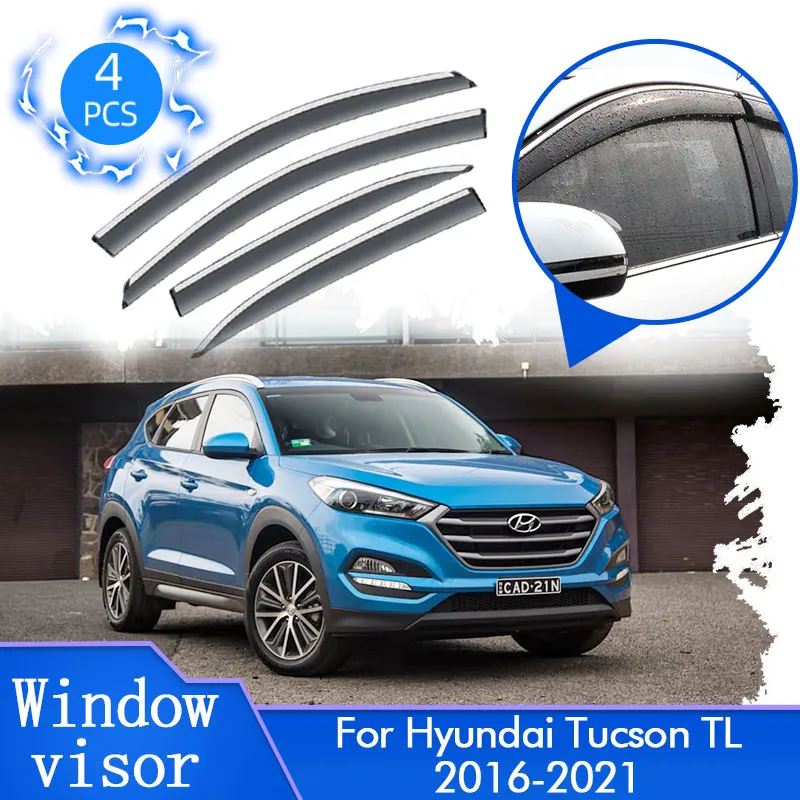 

For Hyundai Tucson TL MK3 N-Line 2016~2021 Car Door Rain Window Visor Deflector Guards Awning Cover Wind Protector Accessories