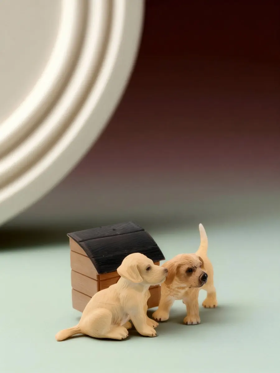 Mini Animal Decoration Set Realistic Dog House Scene for Terrarium Bonsai Garden Ornament Dollhouse Pet Accessories Sculpture