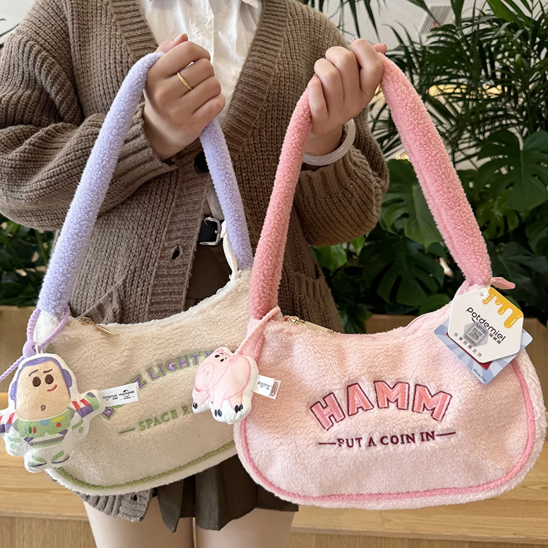 2023 New Disney Cartoon Buzz Lightyear Hamm Lots-o-huggin Bear Plush Doll Portable Shoulder Bag Leisure Girls Axillary Handbag