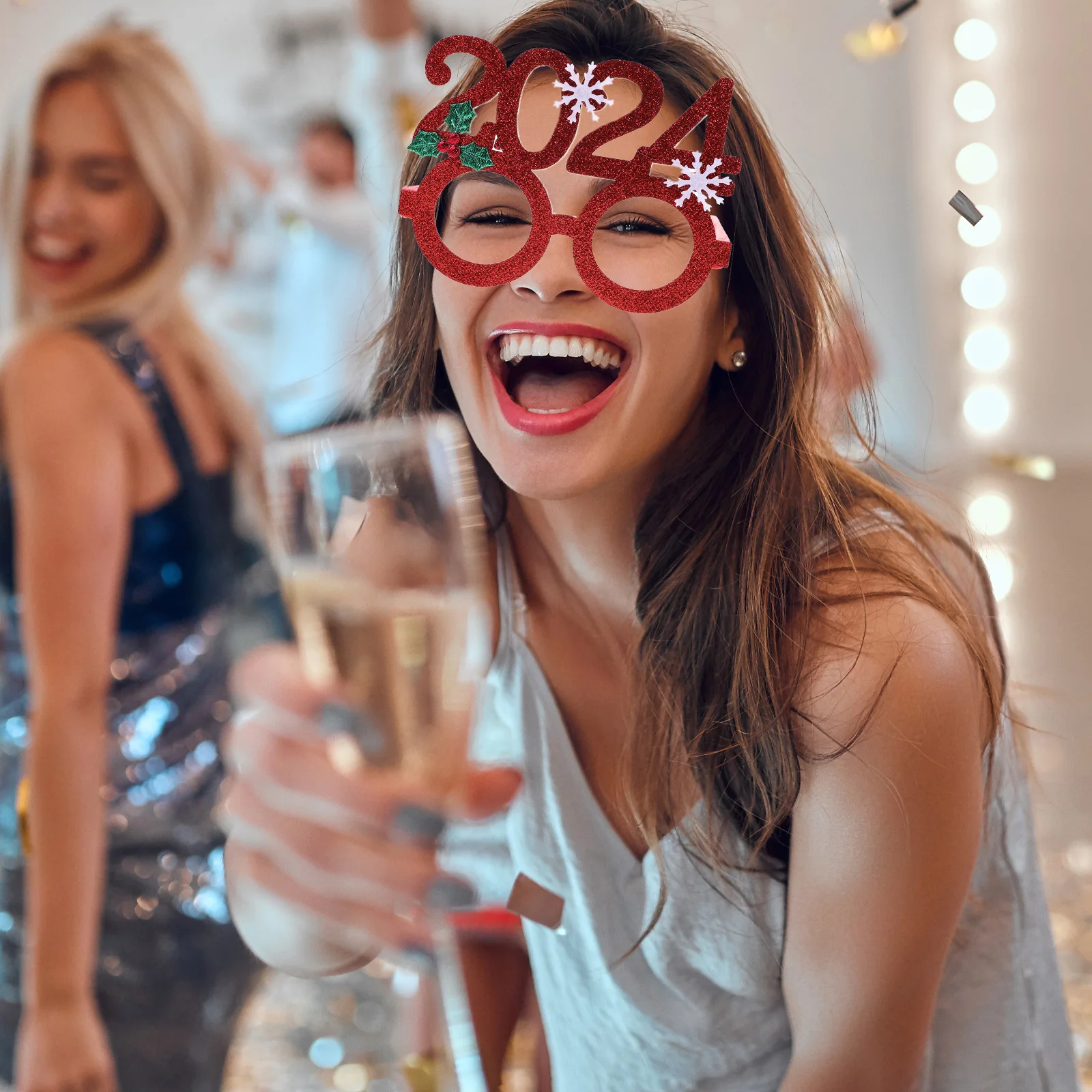 

4pcs New Year Glasses Christmas Party Supplies Vibrant Color Funny Shape Durable Felt Xmas Eyeglasses Decor Masquerade Props