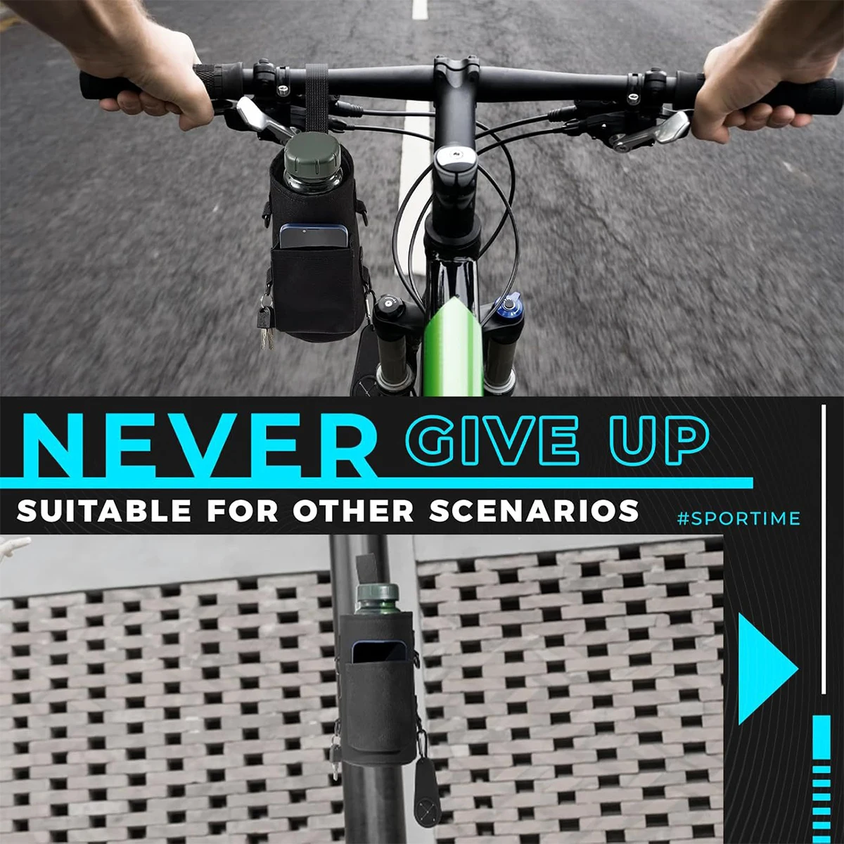 Легкодоступная бутылка для воды с противоскользящей магнитной сумкой для бутылки с водой для спортзала Магнитная спортивная сумка с противоскользящим присоском