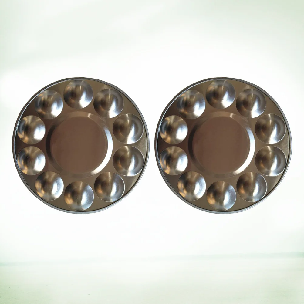 

2Pcs Aluminum Watercolor Paint Palette 10 Compartment Drawing Tray Portable Easy Clean Art Craft for Beginners