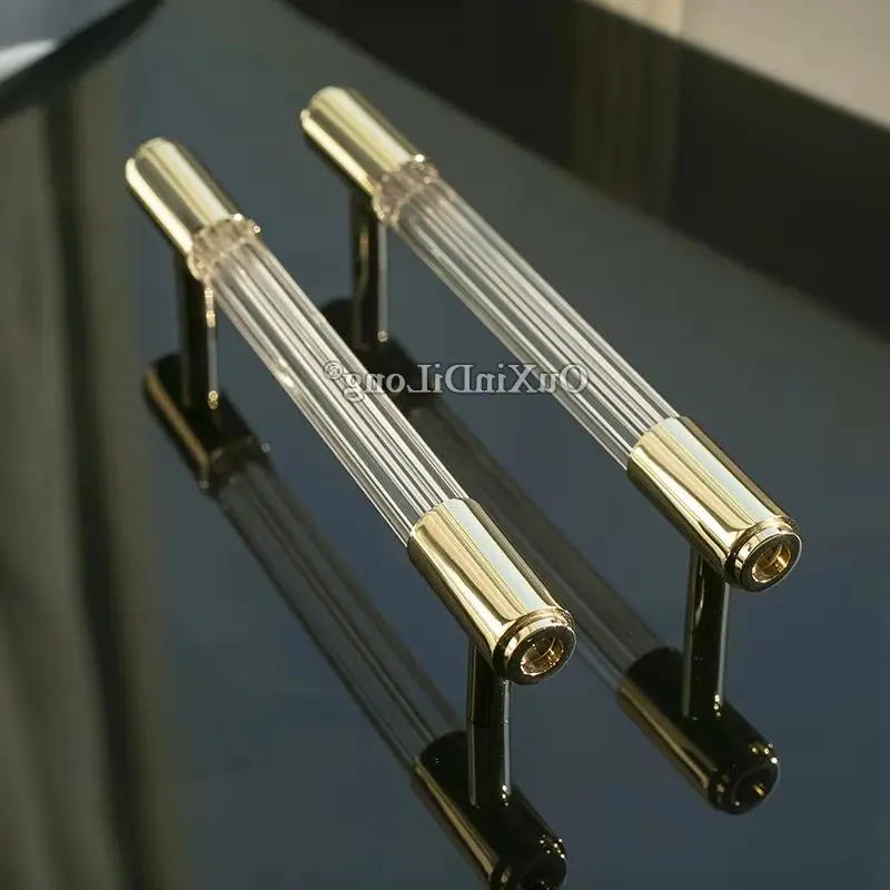 

Designed 10PCS Brass+Acrylic T-bar Furniture Pulls Handles Drawer Knobs Cupboard Wardrobe Dresser Closet TV Cabinet Pulls Pens