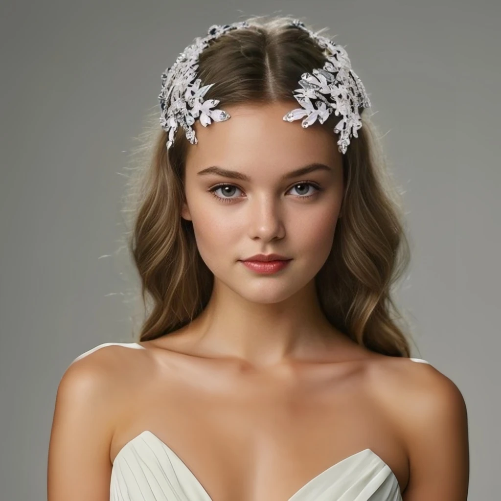 

Bride Hair Decoration Bridal Headpiece Alloy Leaf Hair Accessories Rhinestone Flower Headdress Wedding Headwear HP662