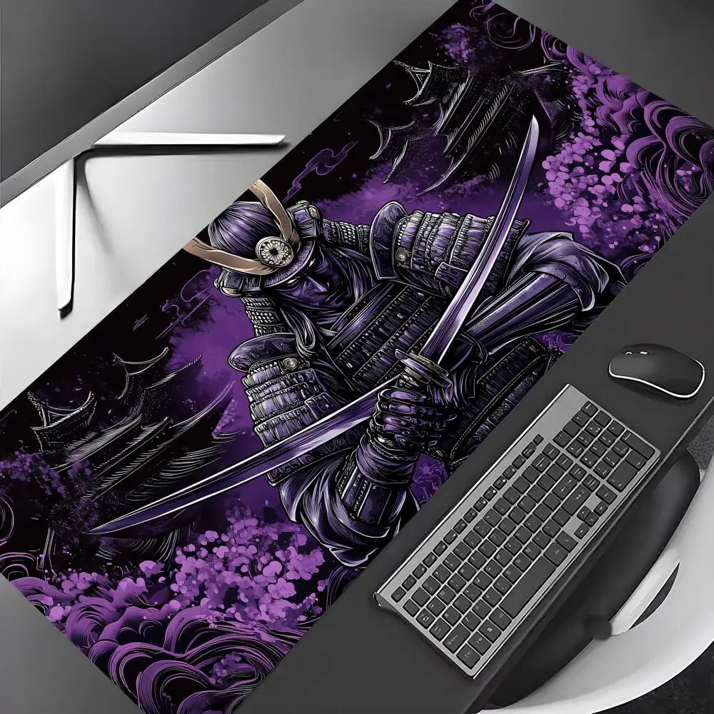 

Большой коврик для мыши Ukiyo-e Japanese Samurai, игровые коврики, нескользящий настольный коврик, коврик для мыши с прошитыми краями, HD-печать, офисный коврик