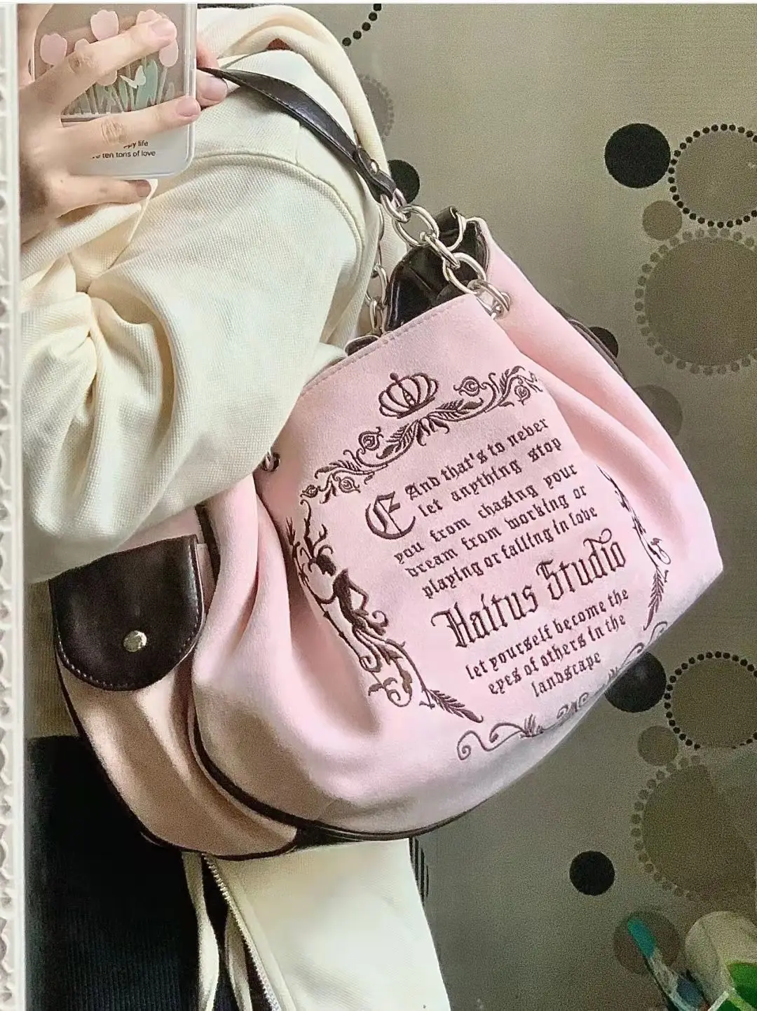 

Vintage Letter Y2k Pink Handbag Women Gothic Large Capacity Casual Crossbody Bag Purse Female Harajuku Aesthetic The Tote Bag