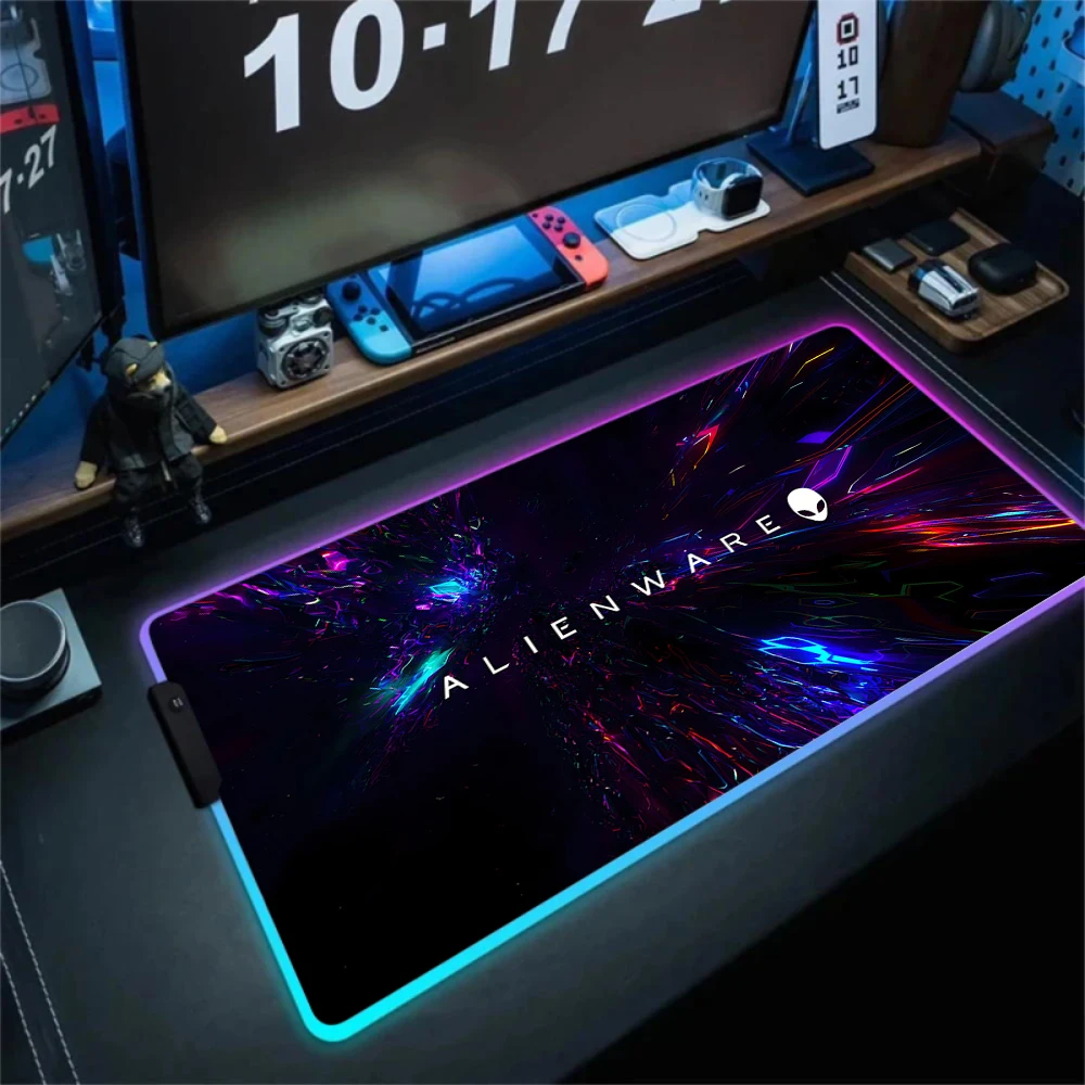 RGB ماوس الوسادة أنيمي Alienware الألعاب أجهزة الكمبيوتر المحمولة لوحة المفاتيح حصيرة التلألؤ Deskmat Led الإضاءة ماوس ألعاب الحصير Mause PC Xxl