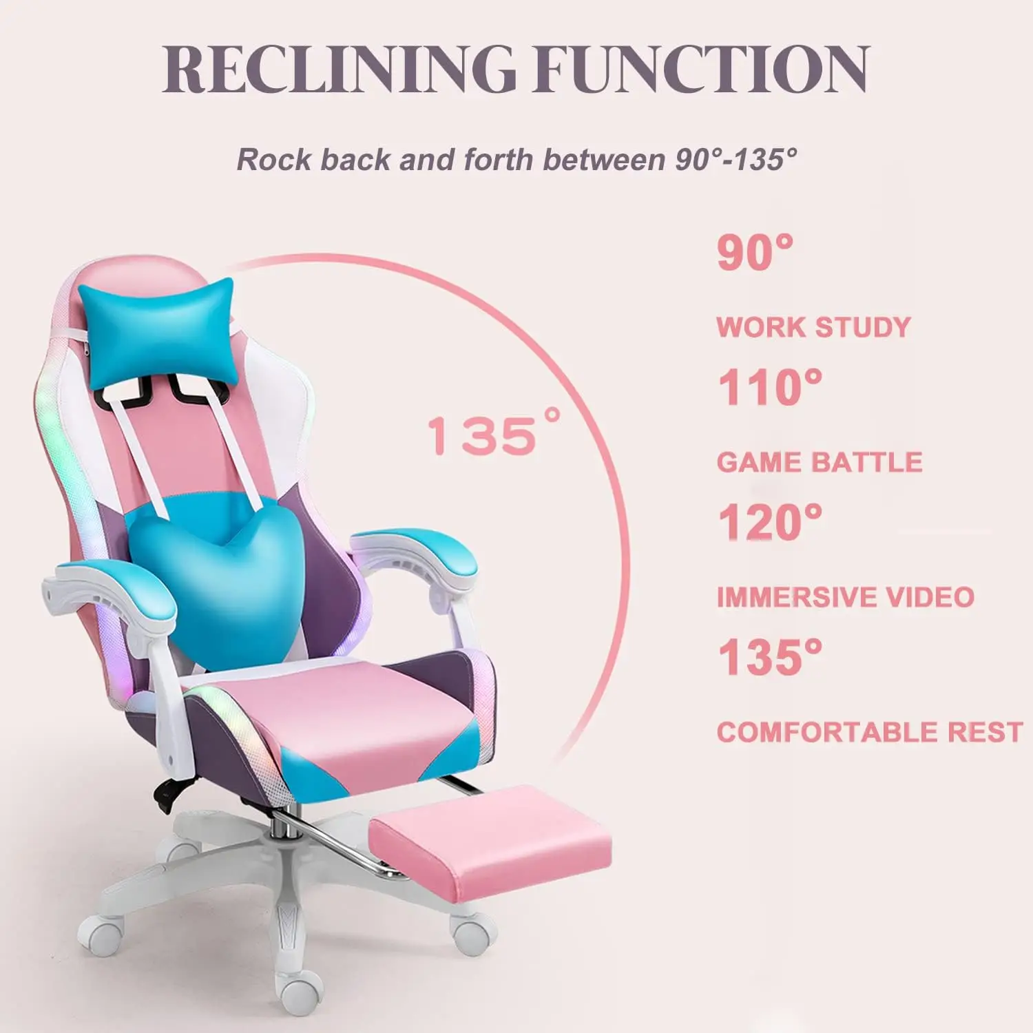 RGB LED Gaming Chair for Adult - مراجعة Rgb Gaming Chair وسعره