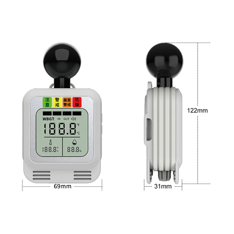 Temperature Monitor Heat Stroke Thermometer Black Ball Temperature and Humidity Meter Digital Display Screen