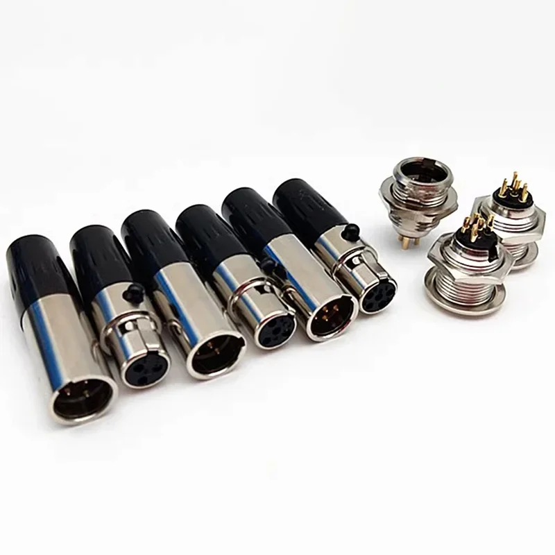 5/20pcs Mini XLR 3/4/5/6Pins Female Plug Small XLR Audio Microphone Connector MIC for Cable Soldering Straight