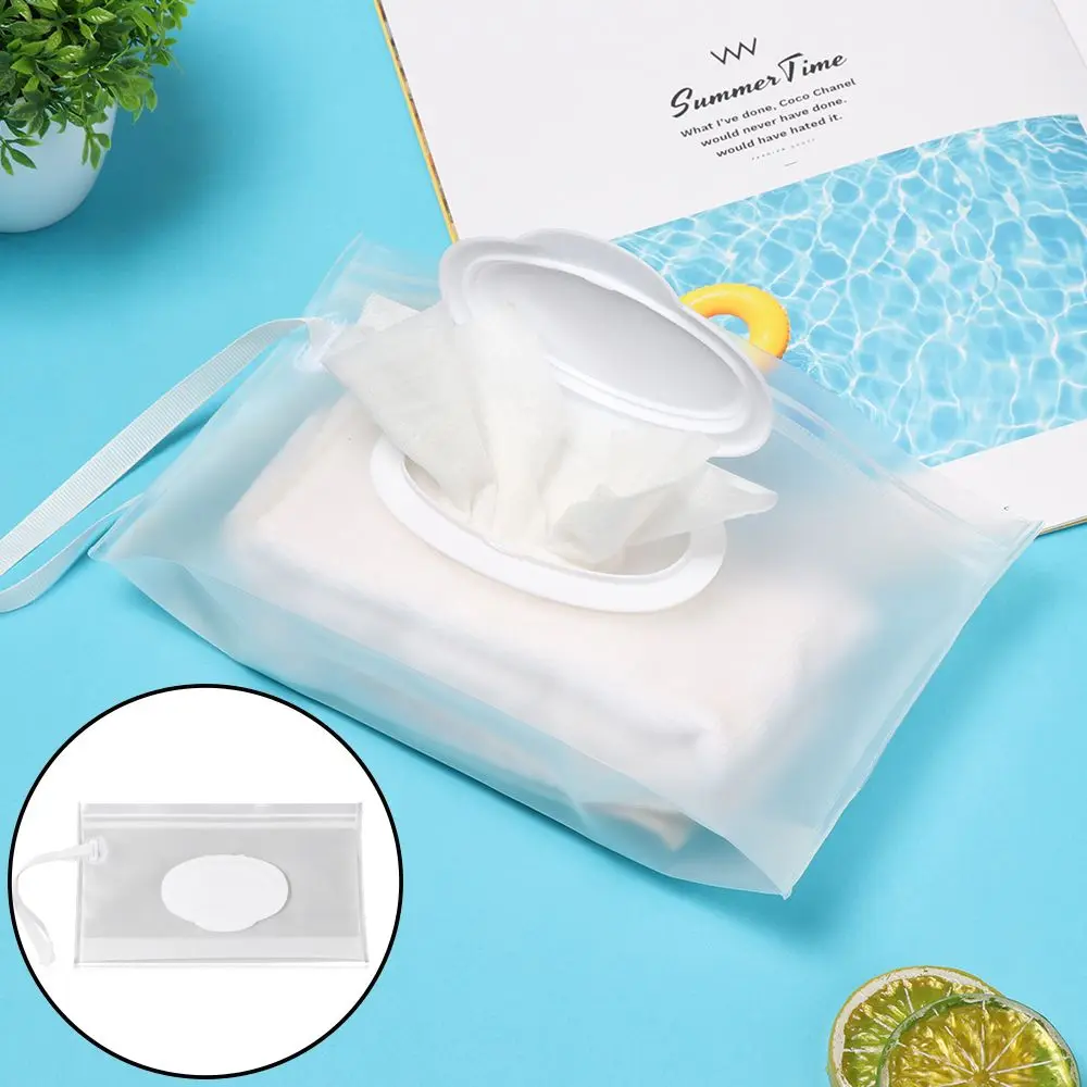 Eco-Friendly Snap Strap Cleaning Clamshell Box Wet Wipes Bag Napkin Storage Pouch Cosmetic Container Wipes Case