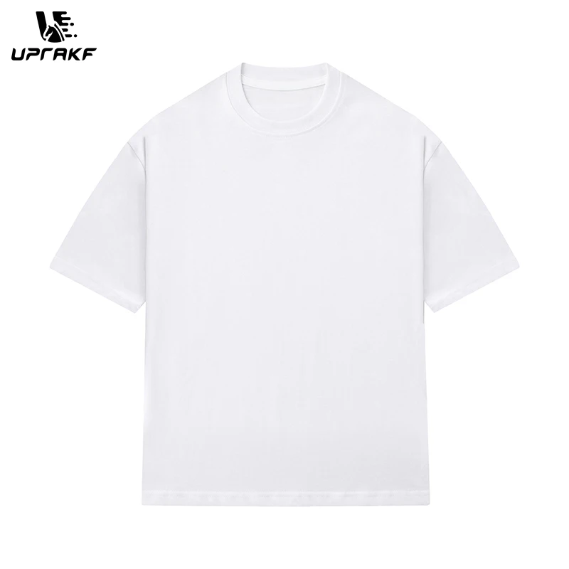 

UPRAKF Streetwear Oversize T Shirts Simple Design Hip Hop Tee Black White Loose Short Sleeve Casual O Neck