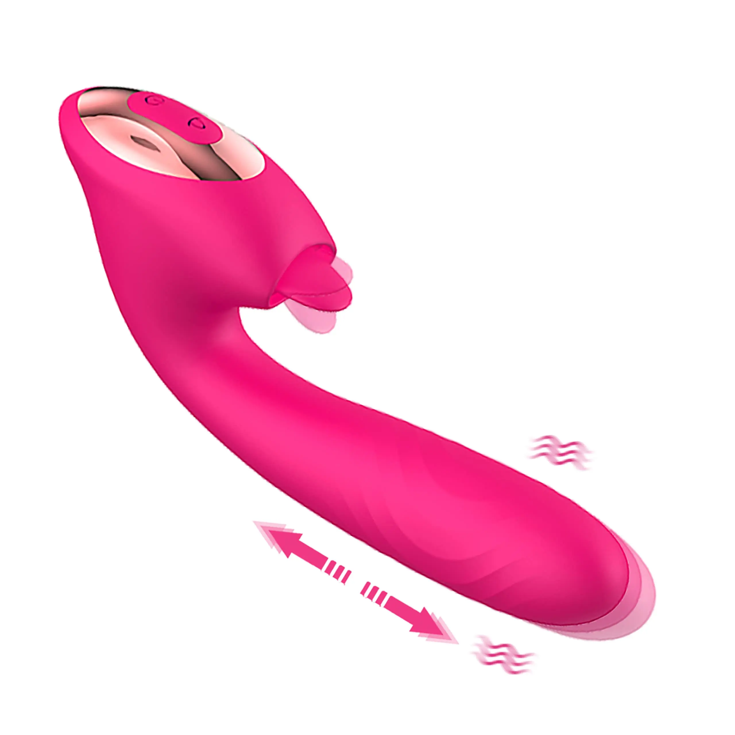 

PowerRider 3 in 1 Thrusting Clitoral Stimulator, G Spot Tongue Licking Rabbit Dildo Vibrator with 10 Flapping & 10 Telescop