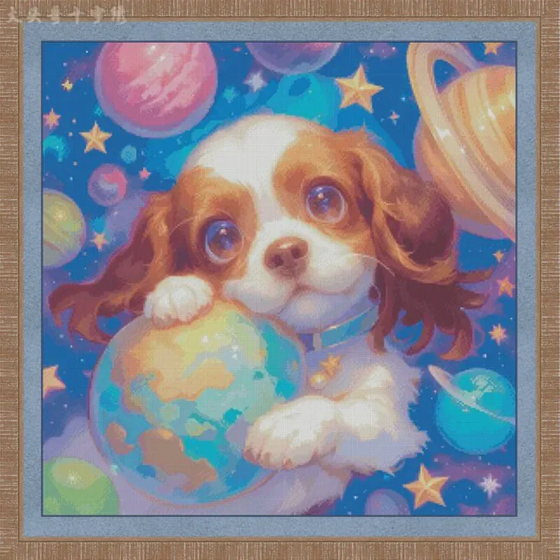 [ZZ5208-Planet Wang] Stamped Cross Stitch Kit 14/16CT Pre Printed Canvas Cotton Thread Embroidery Needlework for Home Wall Decor