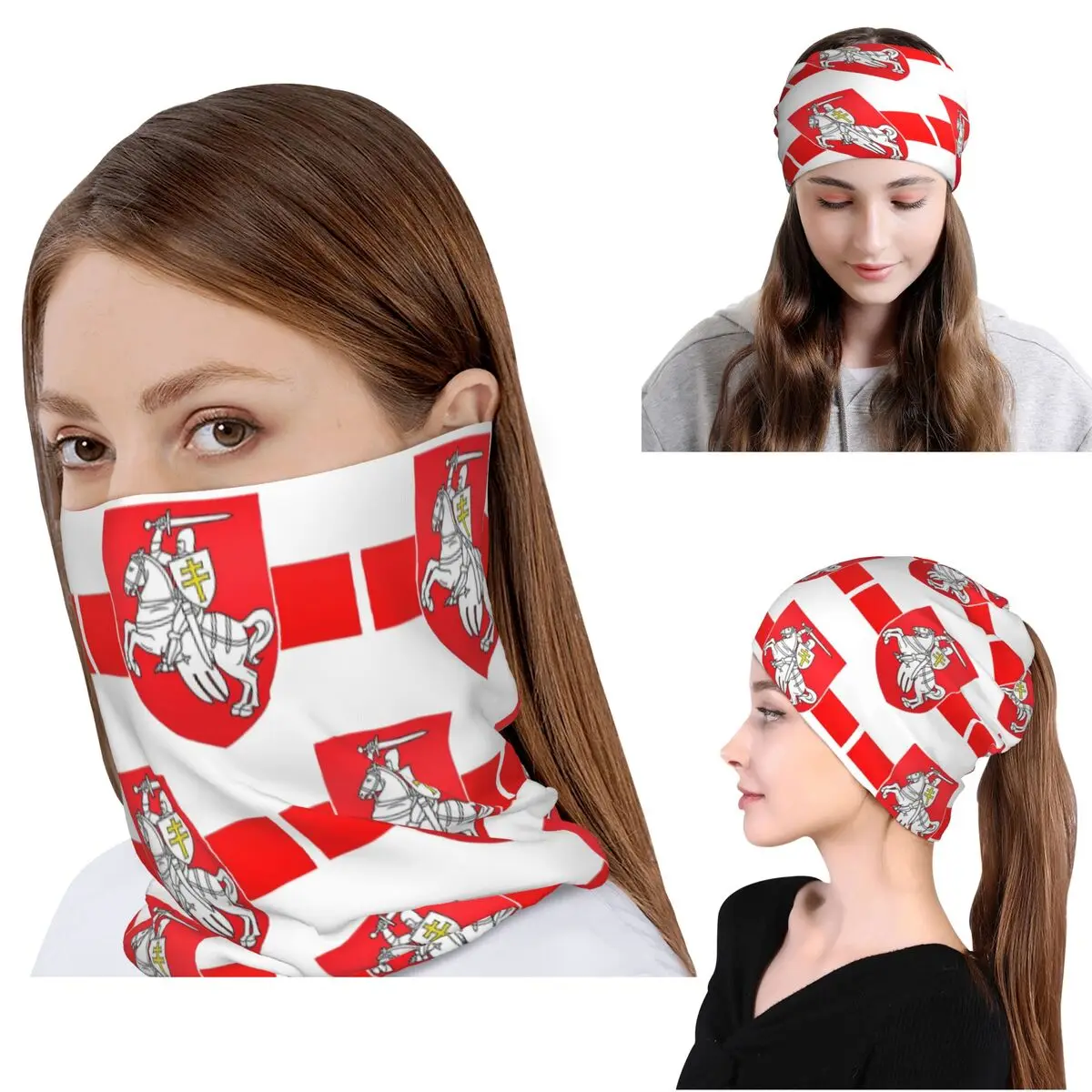 Belarus Pogonya Flag Square Protest Symbol Belarusian Bandana Neck Gaiter Wrap Mask Schal Warmes Stirnband Mützen Hut Unisex Erwachsene