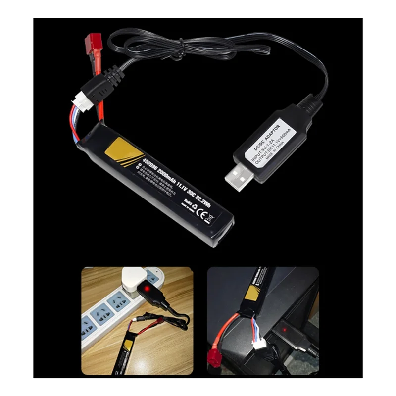 كابل شحن البطارية مع ضوء LED المفاجئة على واجهة لشاحن بطارية ليثيوم 11.1 فولت