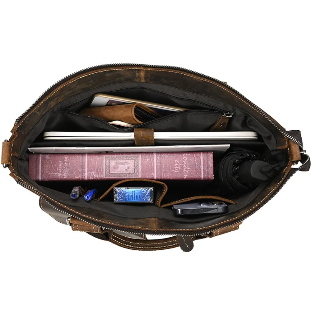 Valigetta multifunzionale da uomo retrò per computer Borsa a tracolla in pelle semplice e versatile Borsa tote moda business Fashion Premium