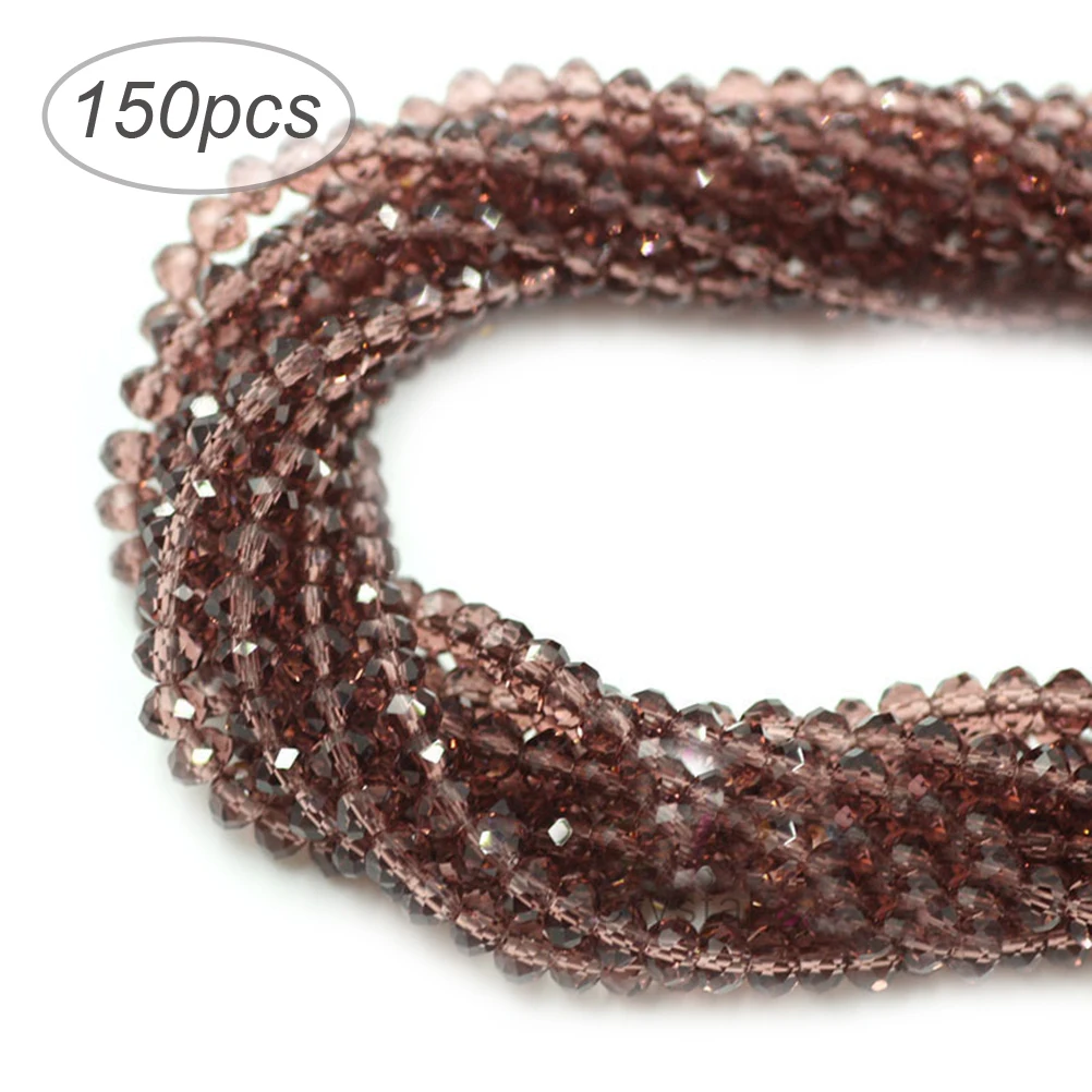 

150Pcs DIY Faceted Glass Rondelle Crystal Beads Jewelry Bracelet Necklace Making Crafts 3x4mm White Crystal Beads