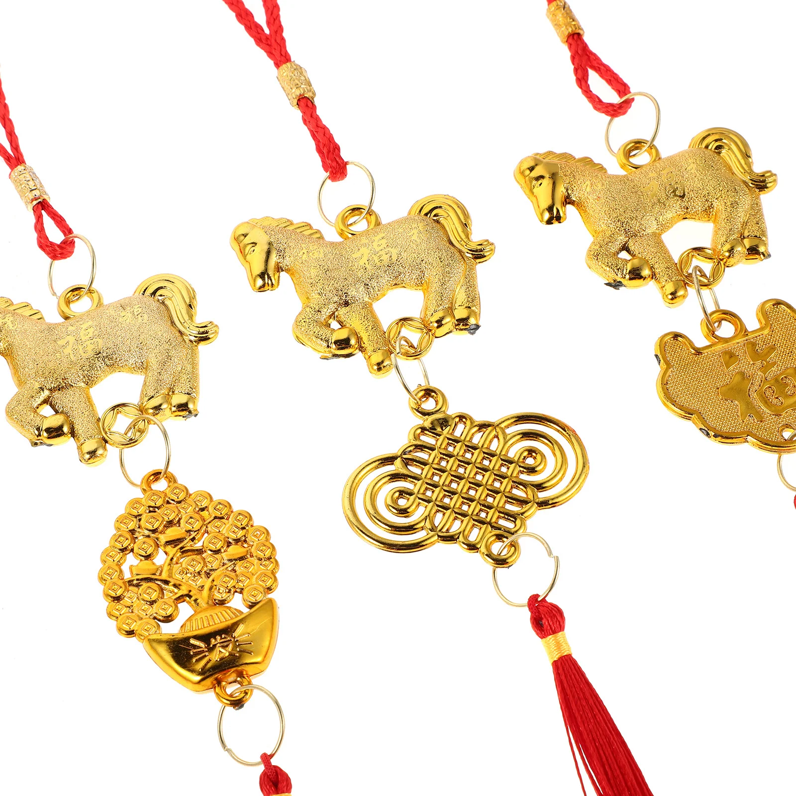 12 قطعة السنة القمرية الجديدة معلقة حلية 2026 الحصان العام قلادة شرابة ديكور النمط الصيني حسن الحظ سحر لاستخدام السيارات الداخلية