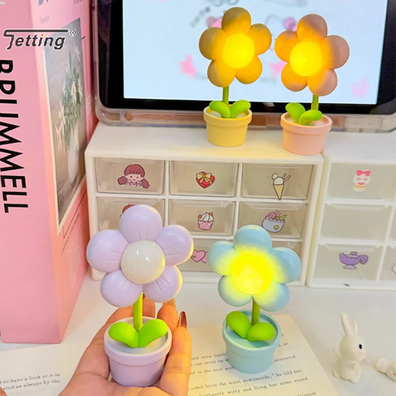 

Mini LED Flower Night Light Cute Small Table Lamp Desktop Ornament Bedside Bedroom Ambient Lights Children Toy Kids Holiday Gift