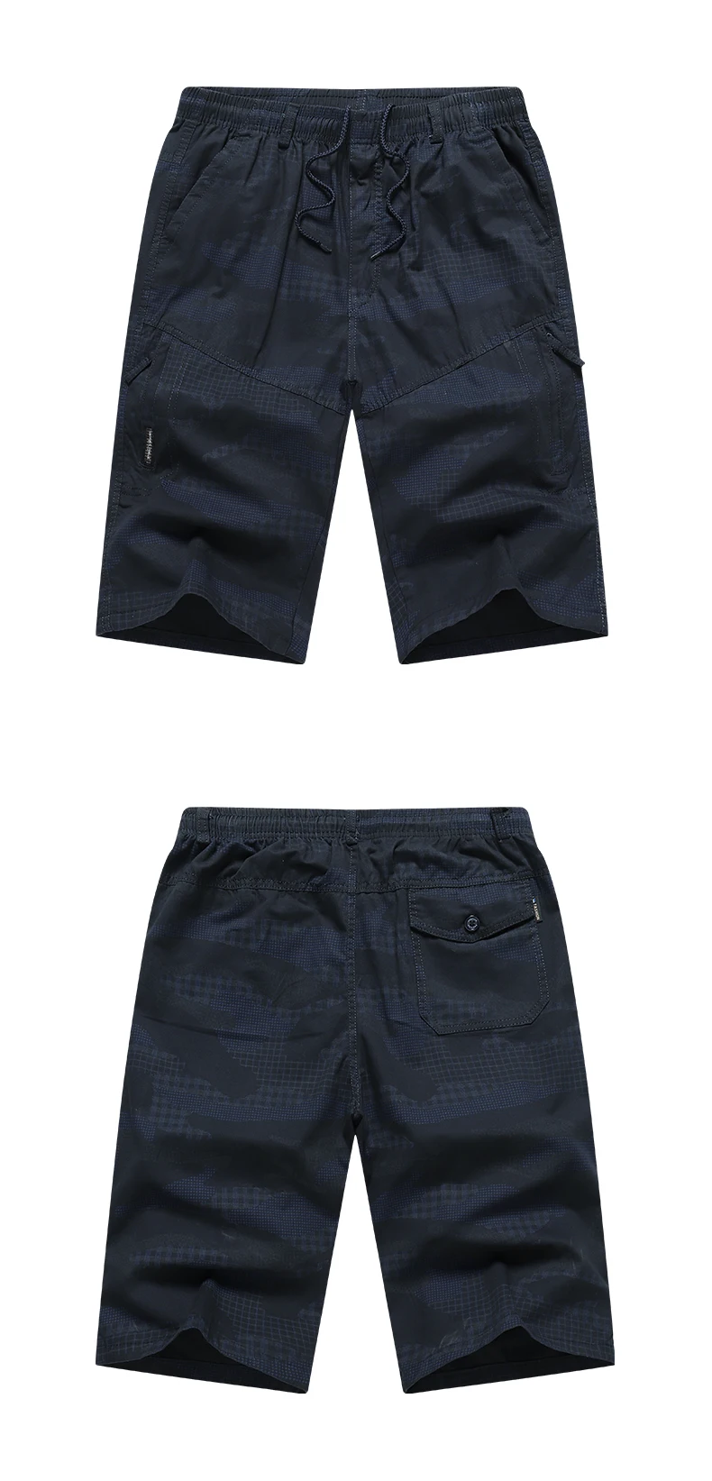 Knielange Freizeitshorts für Herren, Reißverschlusstasche, modisch, lockere, gerade Baumwolle, bequem, Strand, kurze Laufhose – Detail 3