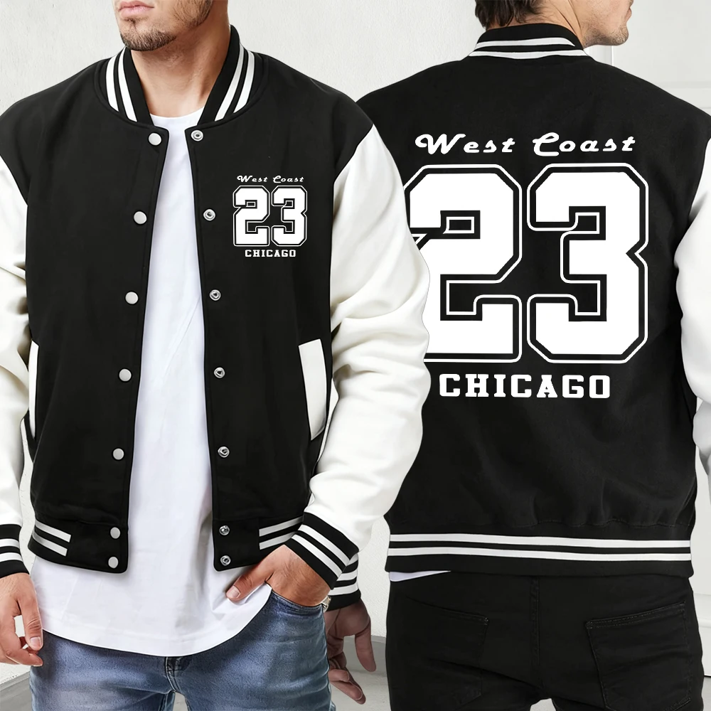 

Freedom 26 Letter Chicago Printing Baseball Uniform Man Basics Oversized Menswear Loose Winter Tops Autumn Comfortable Jacket