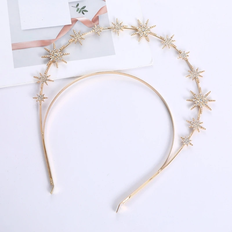 Halo Crown Star Goddess Crown Headband Halo Crowns for Women Bridal Wedding