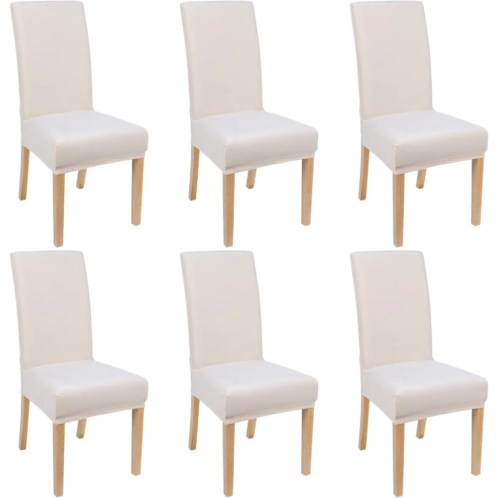 

Velvet Stretch Chair Covers Set of 6 for Dining Room, Soft Removable Washable Slipcovers for Kitchen Parsons Chairs