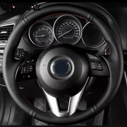 Custom Black Soft Artificial Leather Car Steering Wheel Cover For Mazda CX-5 CX5 Atenza 2014 New Mazda 3 CX-3 2016 Scion iA 2016