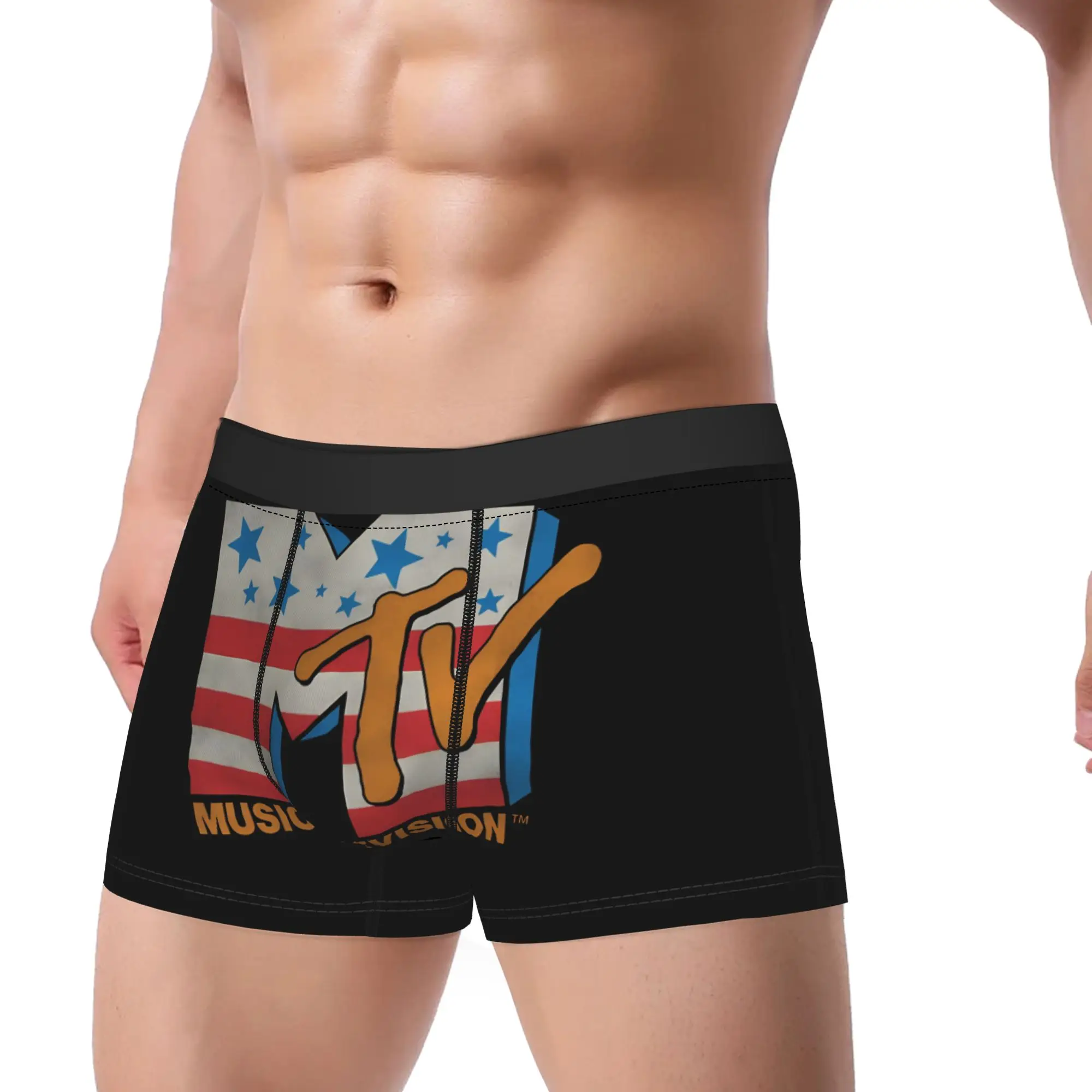 Vintage Stars & Stripes American Flag MTV Underpants Breathbale Panties Male Underwear Print Shorts Boxer Briefs