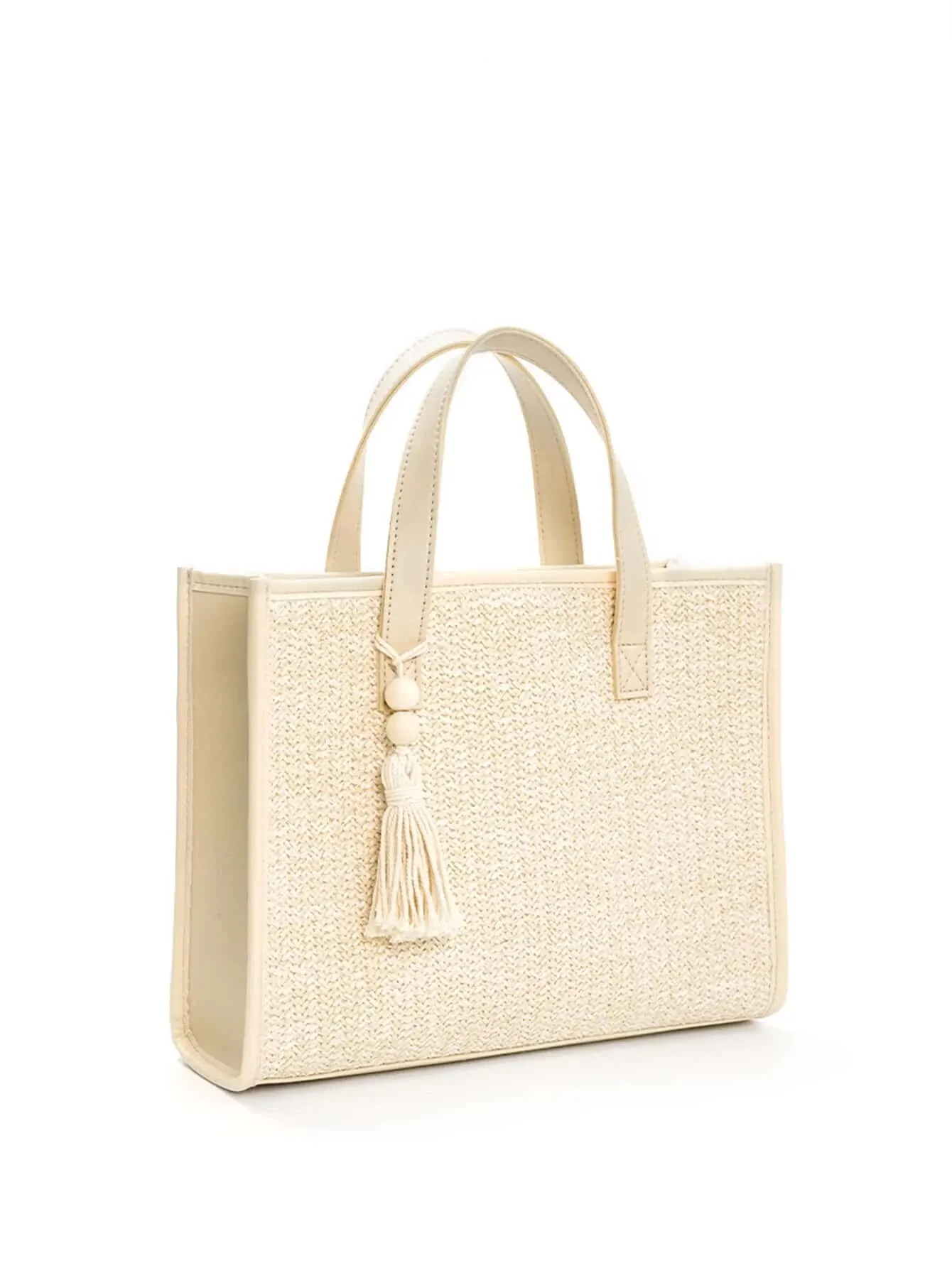 Summer New Simple Beaded Woven Straw Handbag, Shoulder Bag, Suitable For Women, Outdoor Travel, Daily Use, Vacation