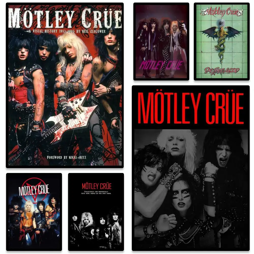 Stilvolles Retro-Poster von Motley Crues, wasserfest, selbstklebend |   Langlebige Dekoration |   Ideal für Schlafzimmer, Küche & Eingangsbereich
