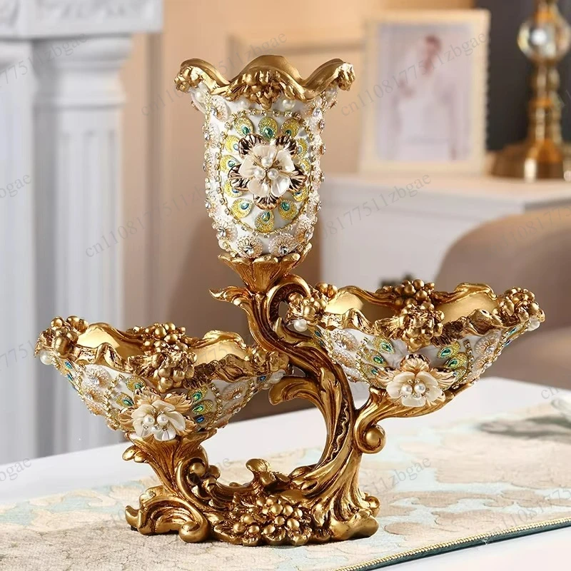 Retro Elegant Luxury Flower Vase, Creative Ornament for Dining Table Living Room Decor