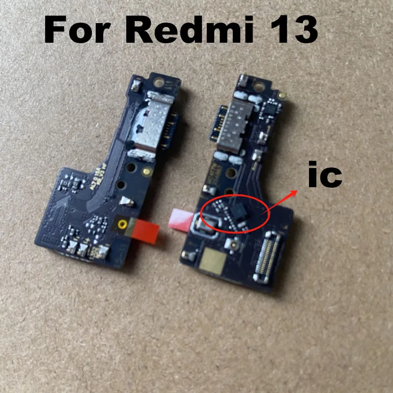 For Xiaomi Redmi 13 USB Charging Dock Port Mic Microphone Fast Connector Board Flex Cable With IC Repair Parts