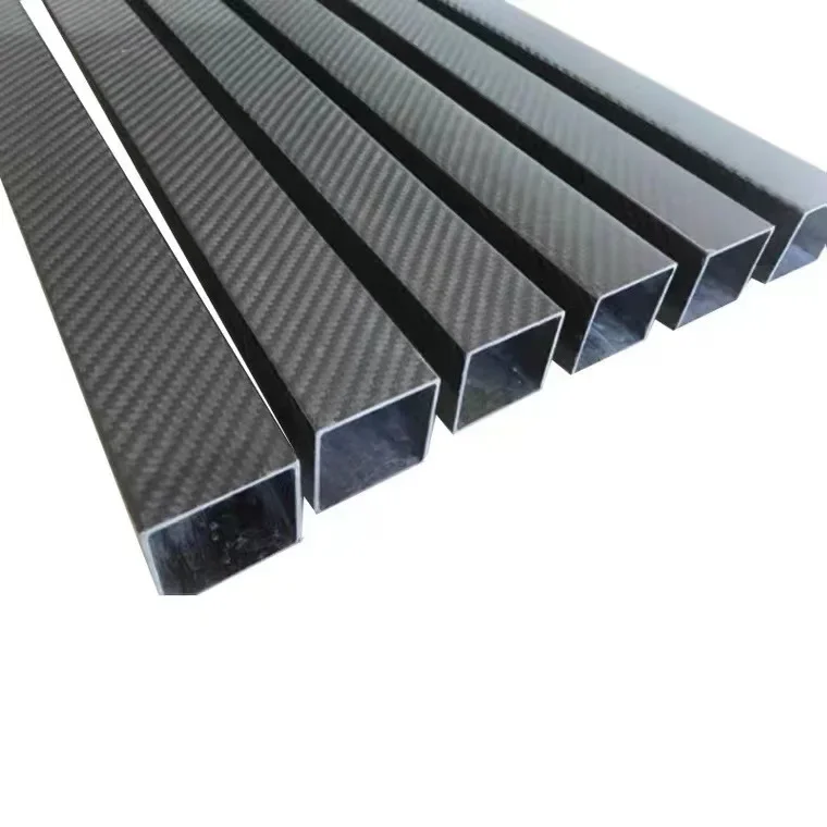 DZQ 1pcs 3K full carbon fiber square tube high strength length 500mm OD 10mm 15mm 20mm 22mm 25mm 30mm Glossy Surface aircraft