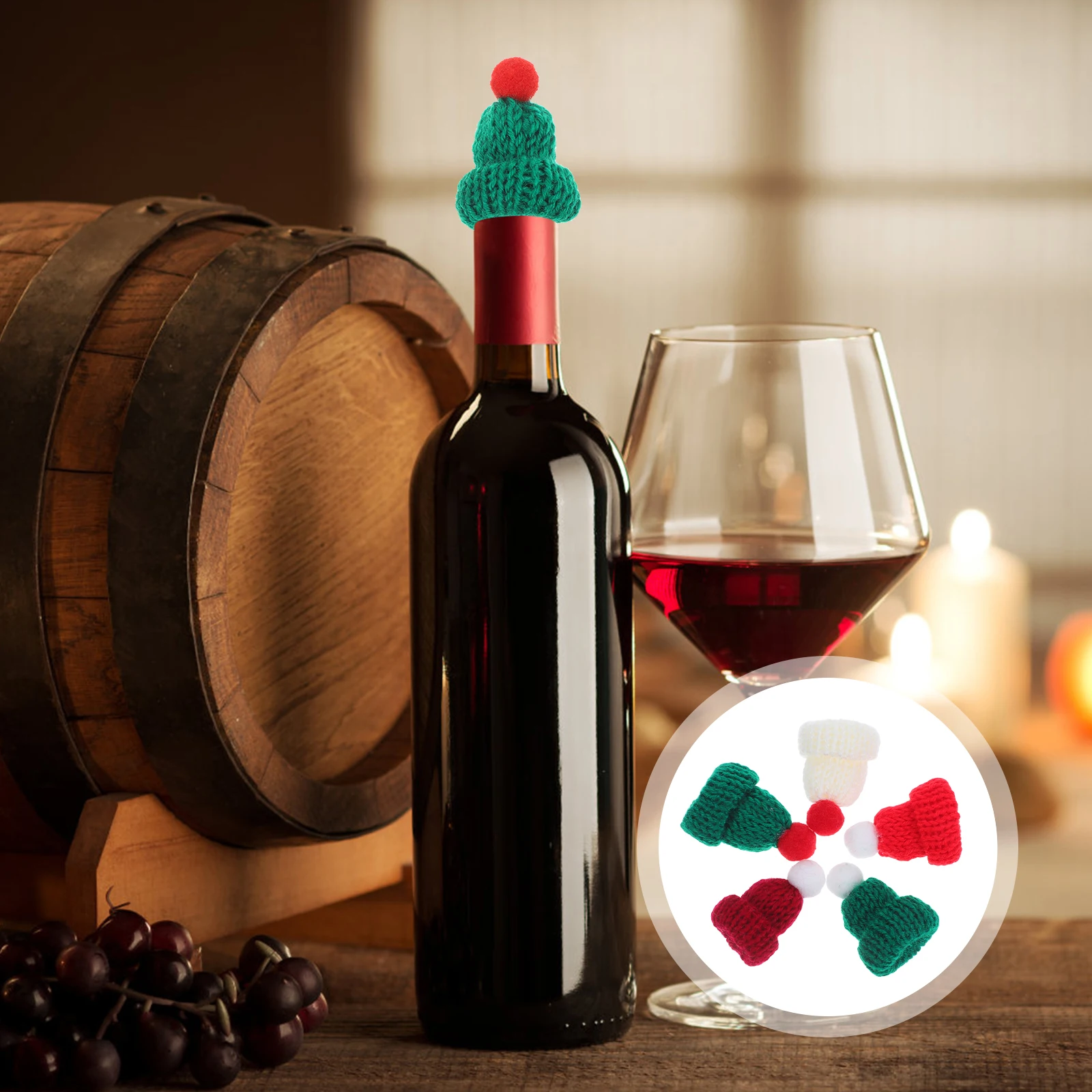 

50Pcs Christmas Mini Knitted Yarn Hats Small Santa Beanies for Crafts Snowman DIY Ornaments Holiday Mini Knit Hats Decoration