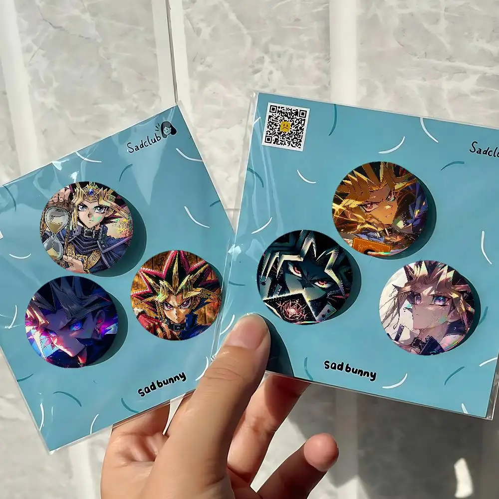 Anime Yu Gi Oh For Badge Personalized Custom Laser Reflective Badge Hologram Metal Enamel Pin Brooch Souvenir Gift