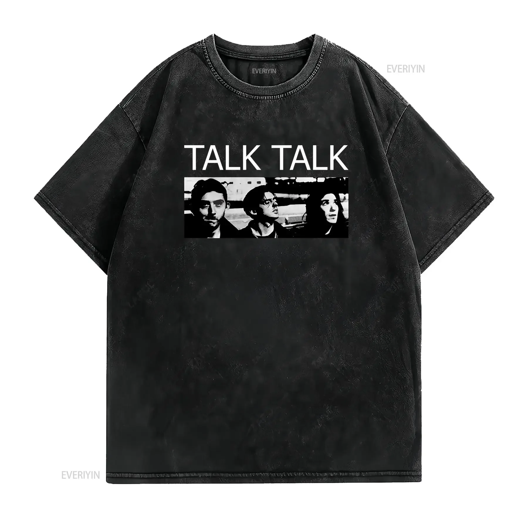 Vintage Talk Band Leden Katoenen Zwarte T Shirt voor Mannen Alle Maten Tr273 vintage Washed Casual Stylish streetwear