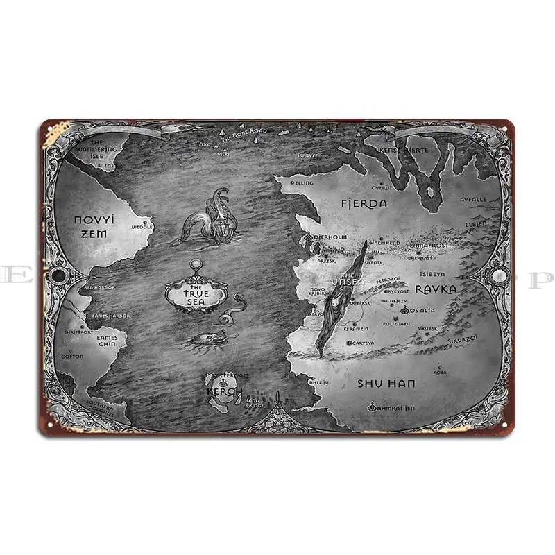 The Grisha Trilogy Map Metal Plaque Poster Garage Create Cave Designer Bar Tin Sign Poster