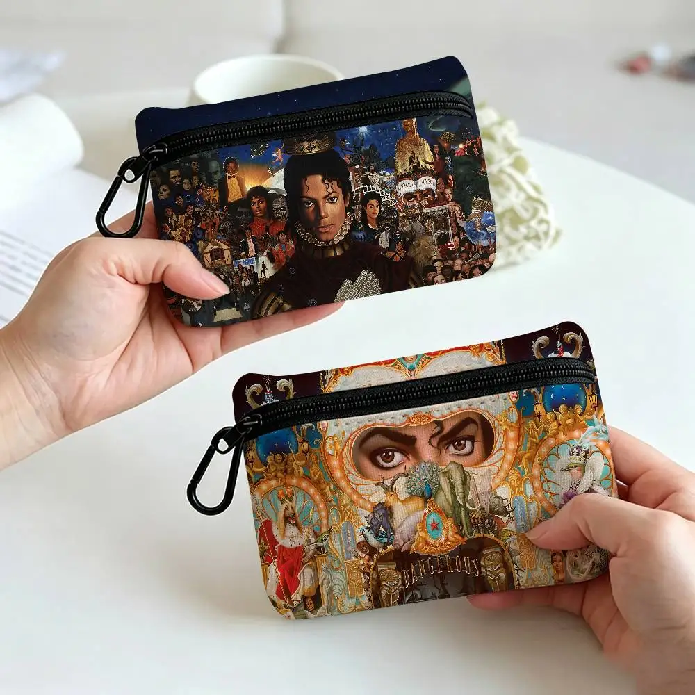 Pop Singer M-Michael J-Jackson Oxford Cloth Zipper Coin Purse Portable Hanging Key Pouch Organizer For Travel Cosmetic Bag