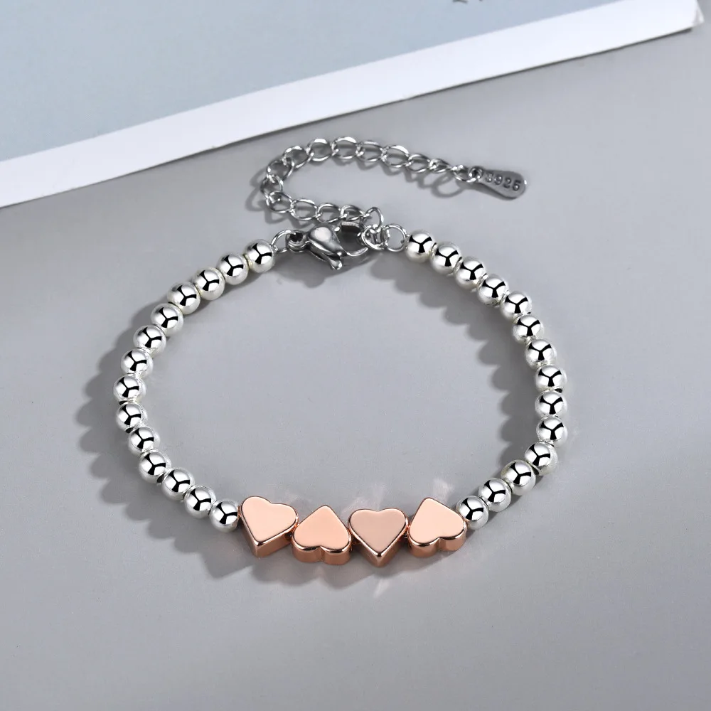 

charm pendant bracelet Love Heart Pendant Round Bead Pearl Bracelet For Girls Sweet Romantic Style Gifts For Lovers