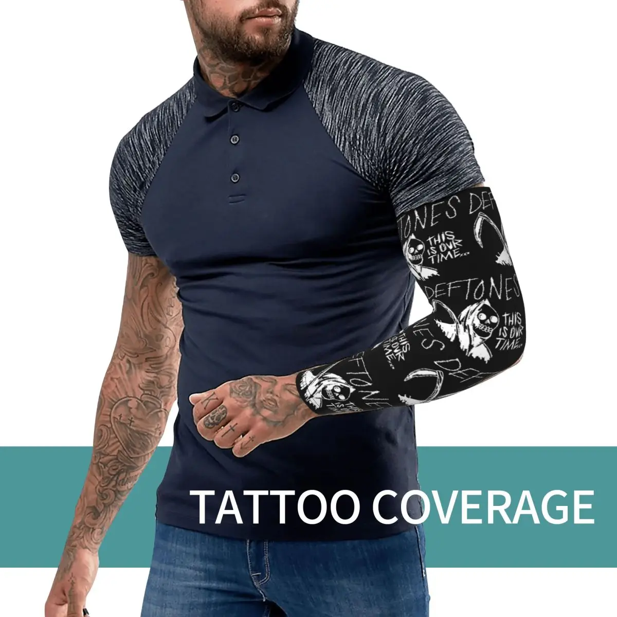Mangas de brazo Deftones Punk Rock de Metal para hombres y mujeres, protección solar UV, cubierta de tatuaje, deportes, refrigeración, ciclismo