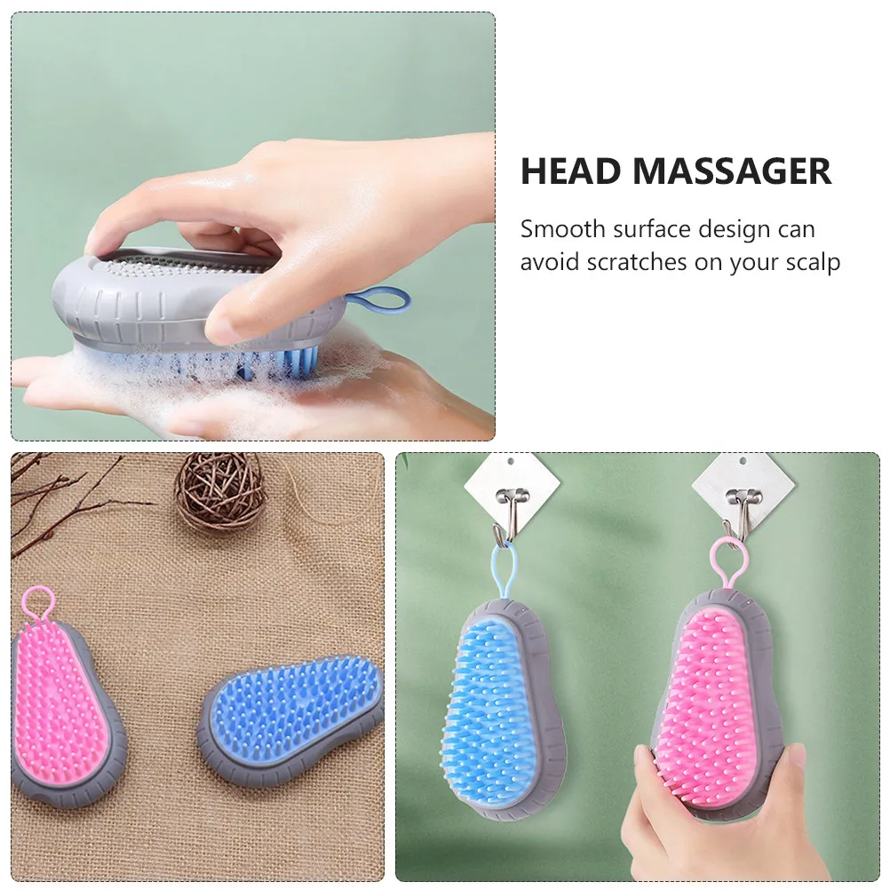 2Pcs Hair Washing Comb Comfortable Scalp Massager Head Cleaner Non-Skid Handle Deep Clean Massage Brush for Home Shampoo