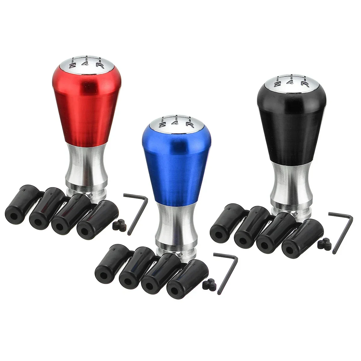 

For 405 307 206 Aluminum Alloy Black/ Blue/ Red 5 Speed Manual Car Gear Shift Knob + Adapter Universal Gear Shifter Knob