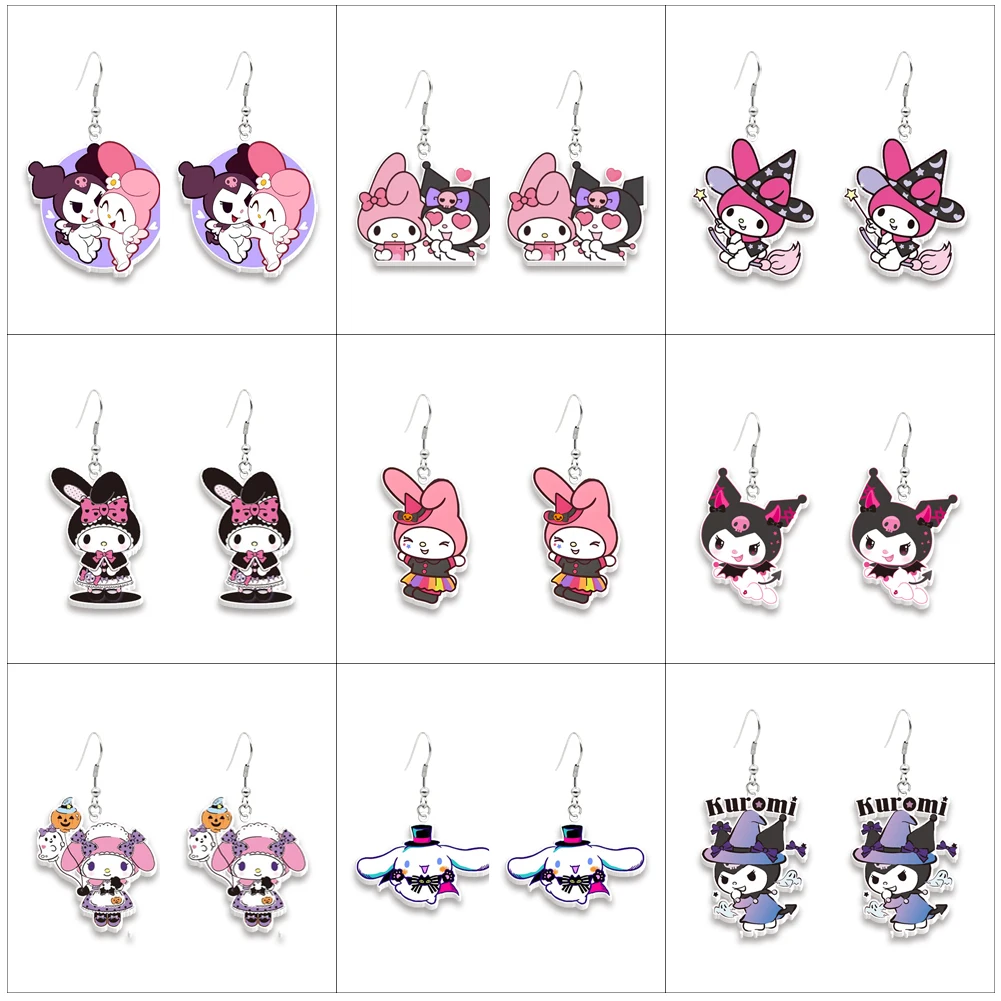 W Hot Sale Sanrio Kuromi Acrylic Earrings Halloween Theme New Accessories For Girls Colorful Earrings Cute Jewelry